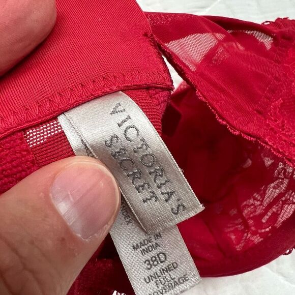 Victoria's Secret Red Lace Unlined Full Coverage Bra 38D - Picture 5 of 7